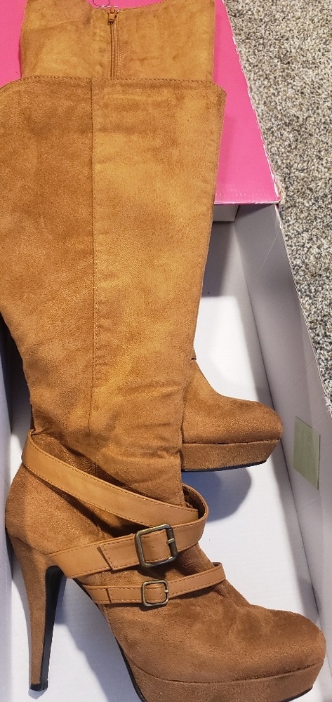 Caramel knee high boots